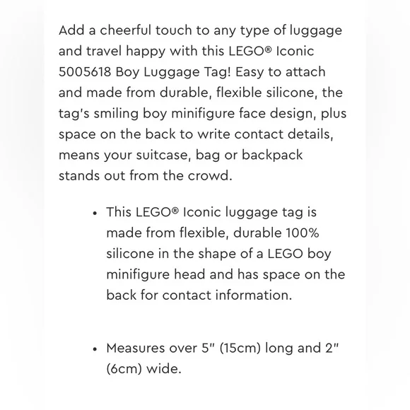New Lego Iconic Boy Luggage Bag Tag - Picture 2 of 5